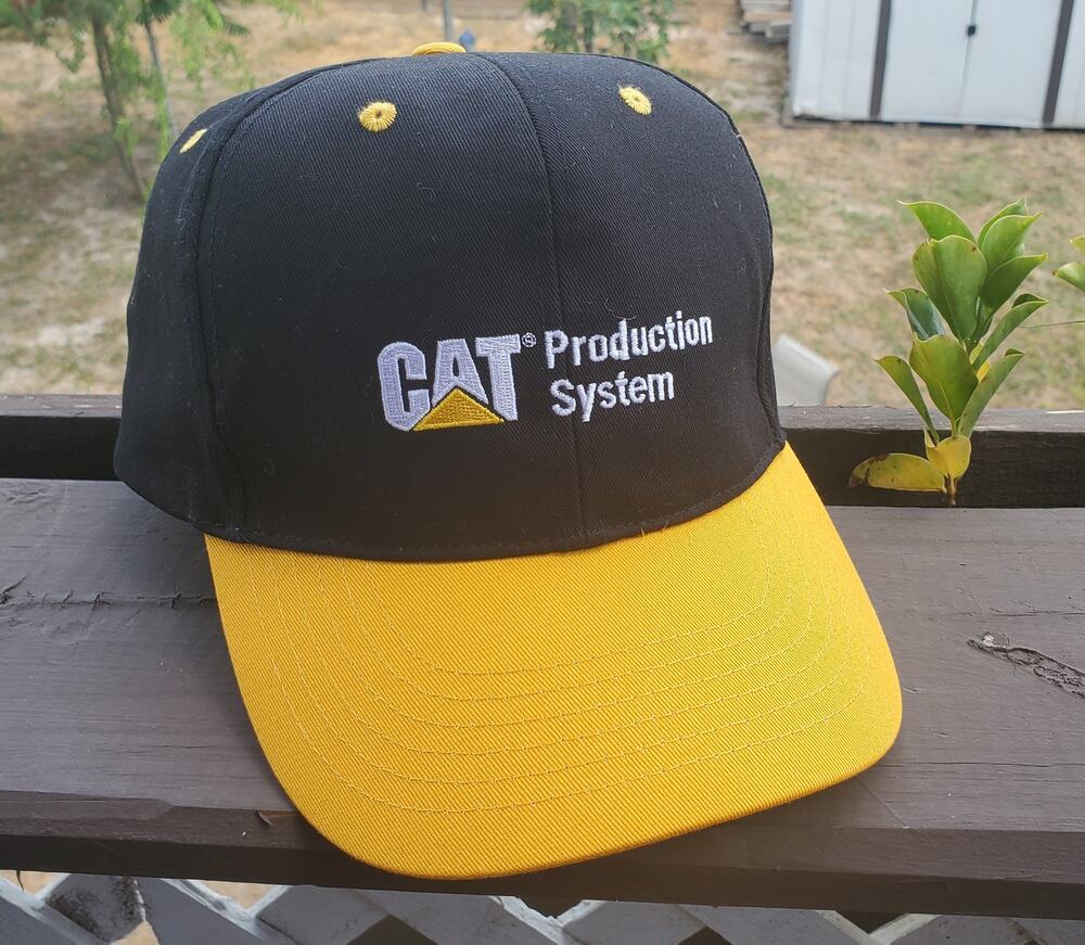 CAT Caterpillar Production System Employee Black Dad Hat Cap